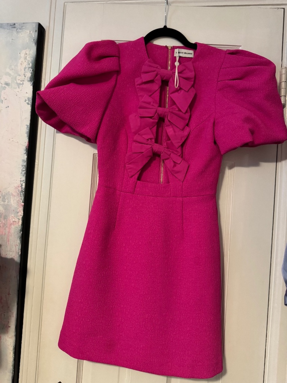 REBECCA VALLANCE Cecily Bow-Trimmed Mini Dress